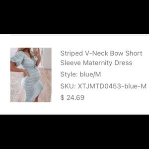 Striped V neck maternity dress